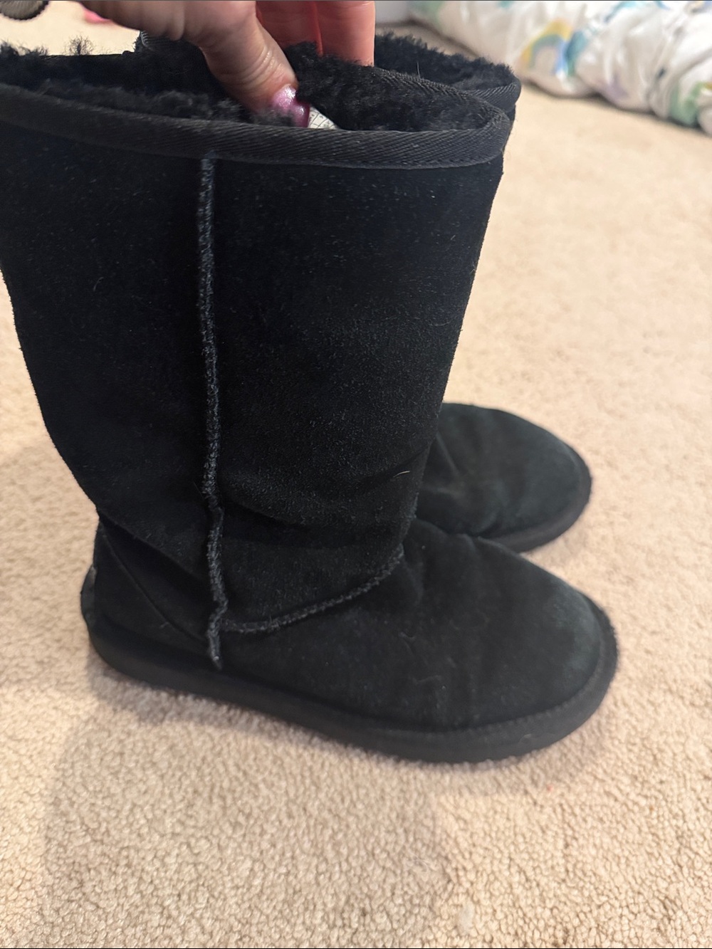 Kookaburra by Ugg Classic Tall Black Suede Winter Boots Cozy Lined Boots Sz 6